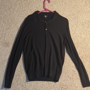 Uniqlo Black Long-Sleeve Polo